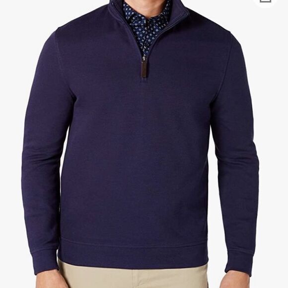 Tasso Elba 1/4 Zip Pull Over Solid Navy Sweater - Picture 1 of 5